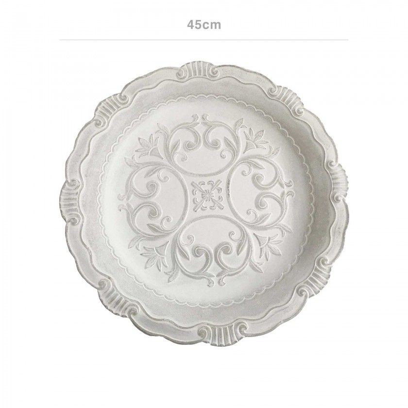 Prato Decorativo Redondo Branco 49X6cm Prato Decorativo Redondo Branco 49X6cm