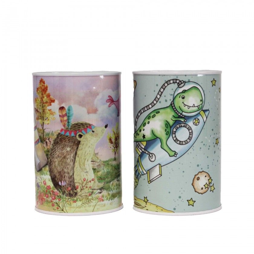 Mealheiro Lata Animais Redonda 8X12.5cm Mealheiro Lata Animais Redonda 8X12.5cm