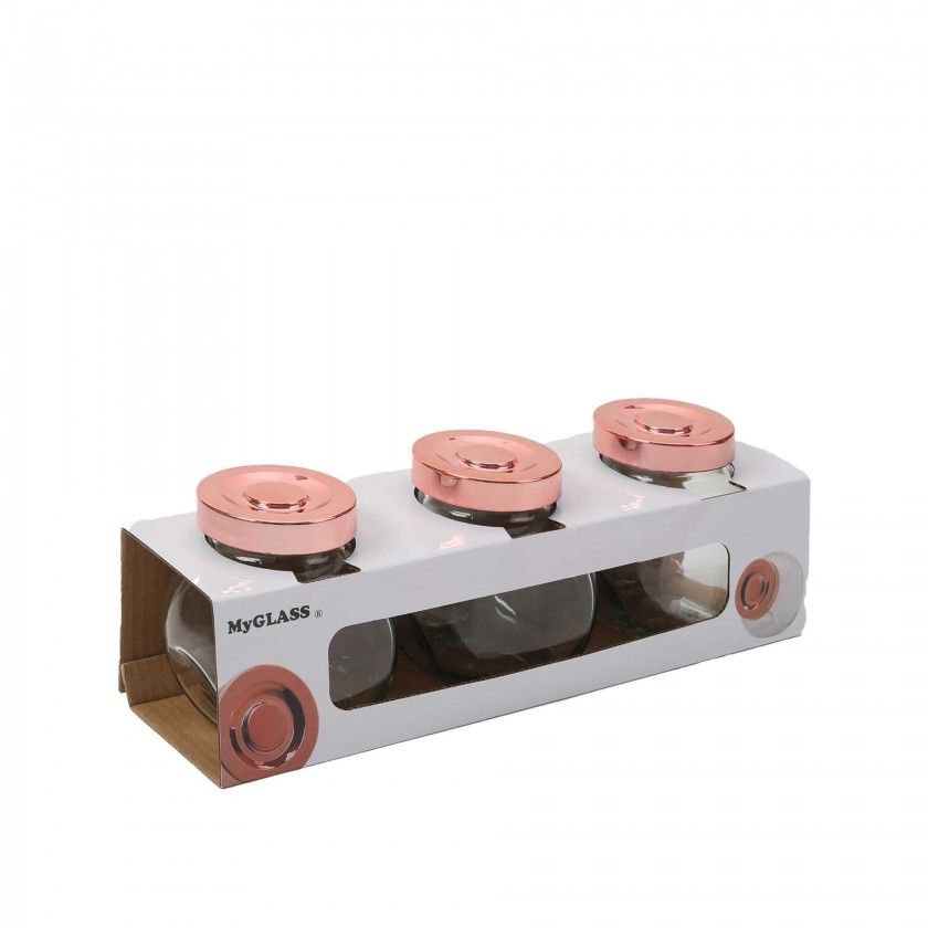 Frasco Hermtico MyGlass com Tampa Cobre 170ml Pack 3
