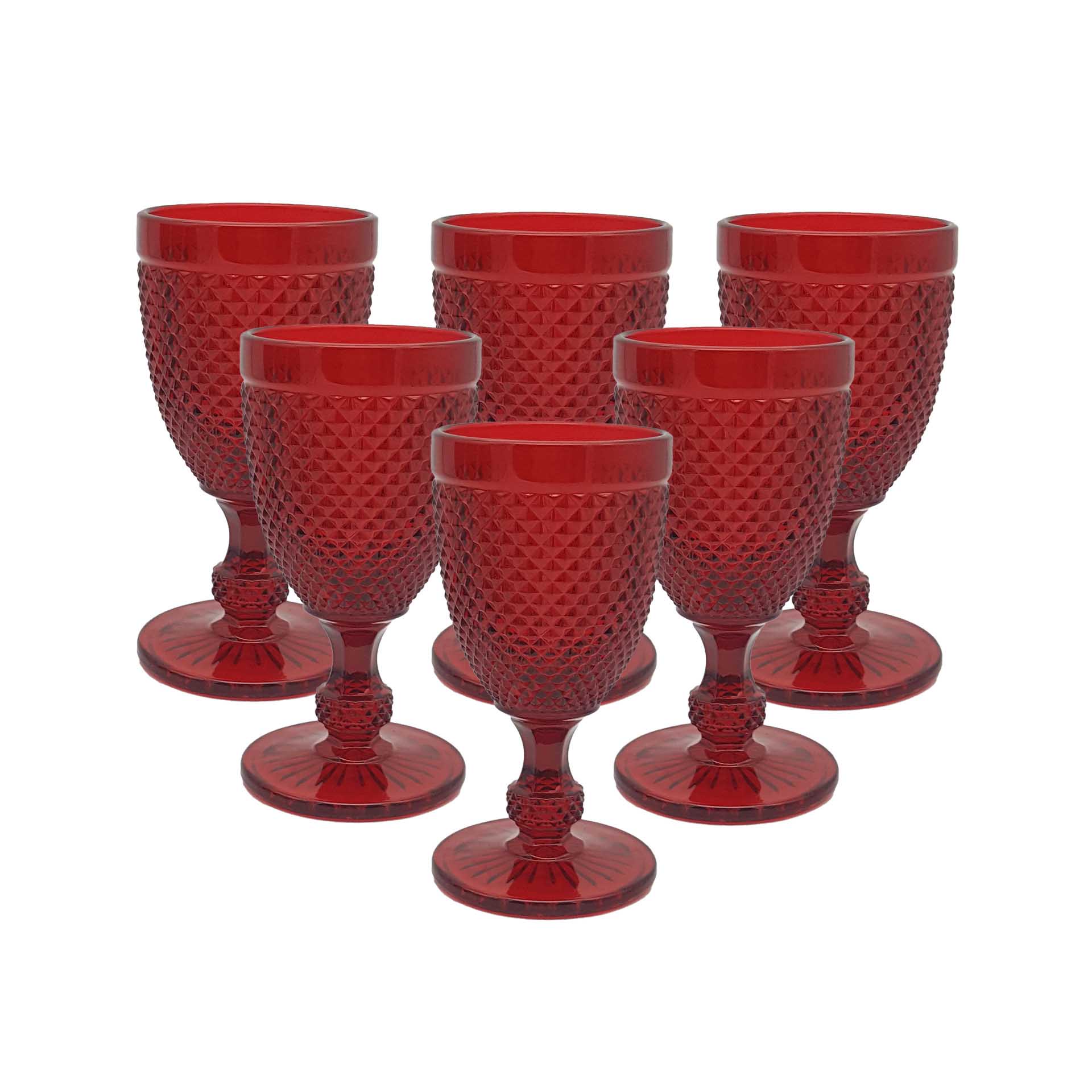 Copo com Pé Picotado Vermelho 290ml Pack 6