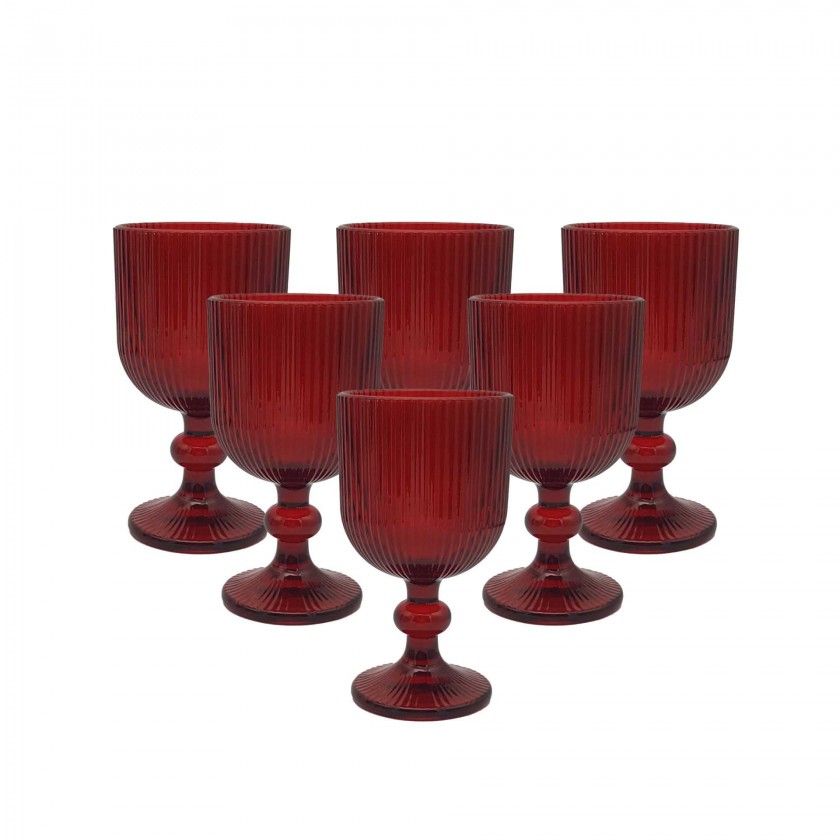 Copo com P My Glass Linhas Vermelho Pack 6