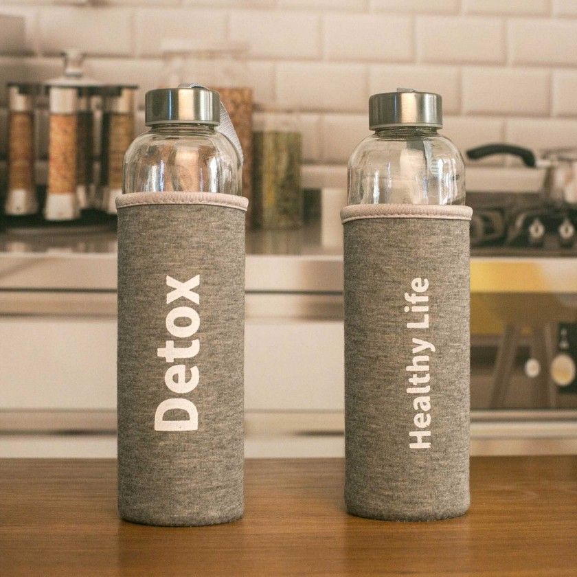 Garrafa Desporto Vidro Forro Decorativo 600ml Garrafa Desporto Vidro Forro Decorativo 600ml