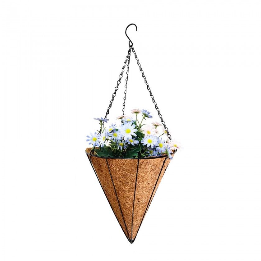 Floreira Fibra Coco Cónica com Suporte 25cm Floreira Fibra Coco Cónica com Suporte 25cm