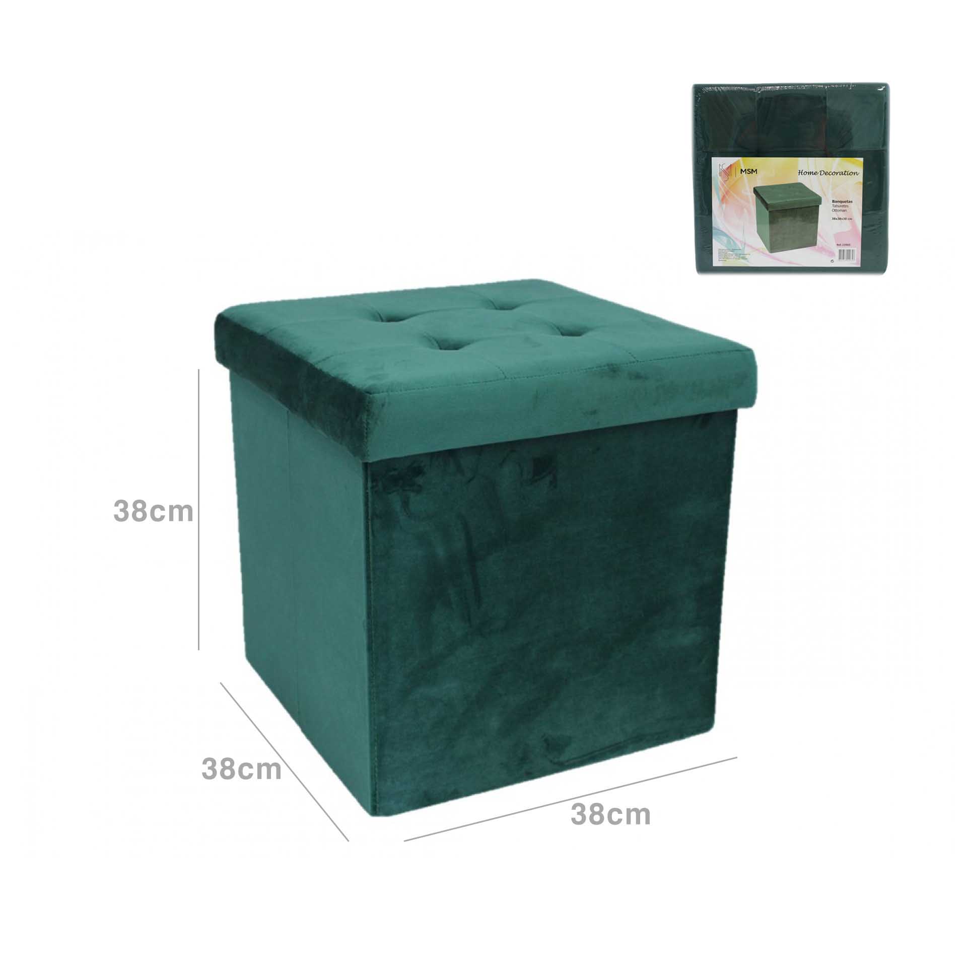 Banqueta Veludo Quadrado 38X38X38cm