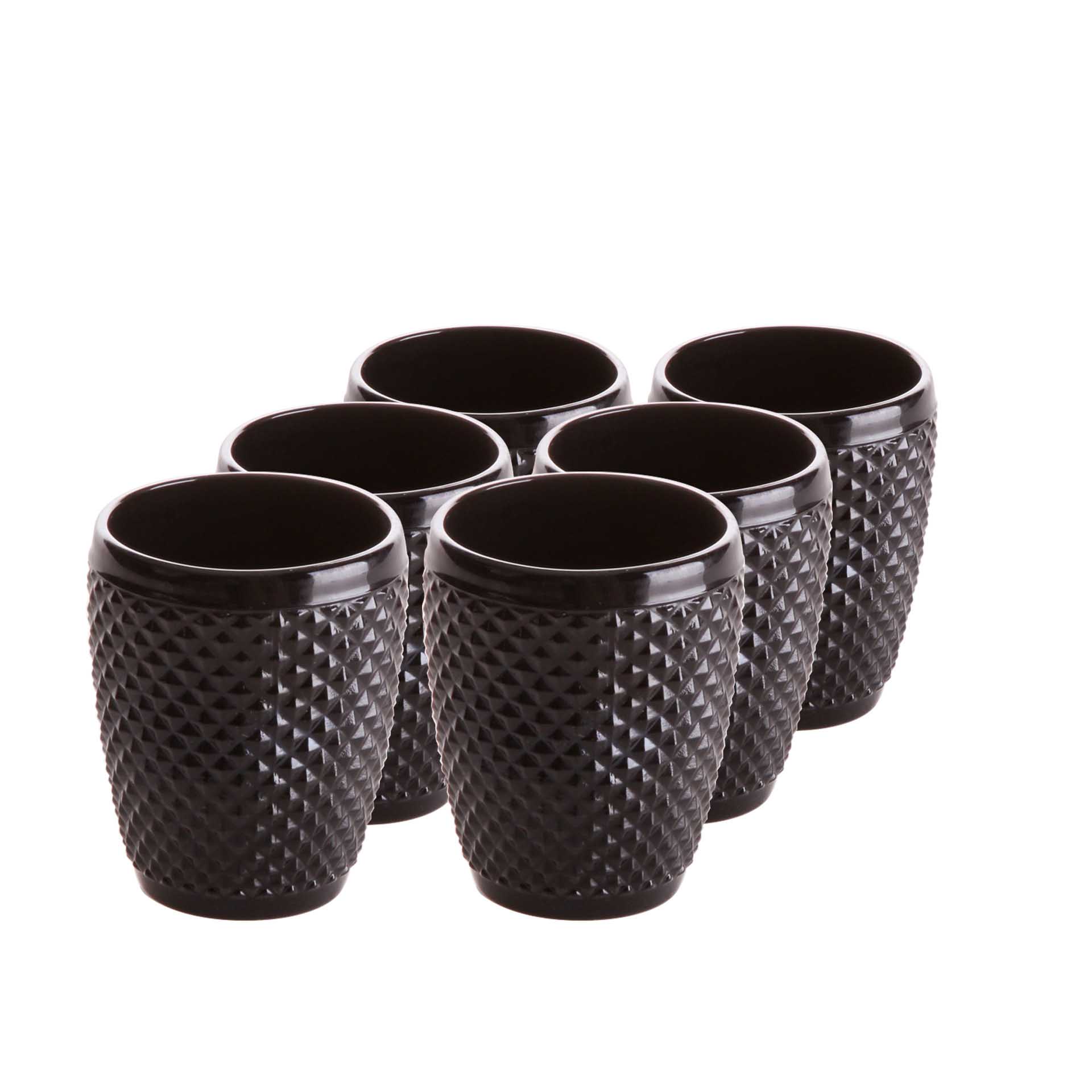Copo Picotado sem Pé Preto 300ml 8X10cm Pack 6