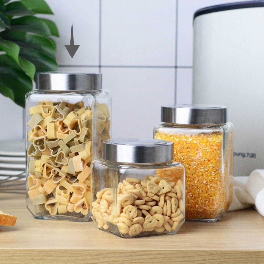 Frasco Vidro Tampa Metal 1000ml 9X9X18cm Frasco Vidro Tampa Metal 1000ml 9X9X18cm
