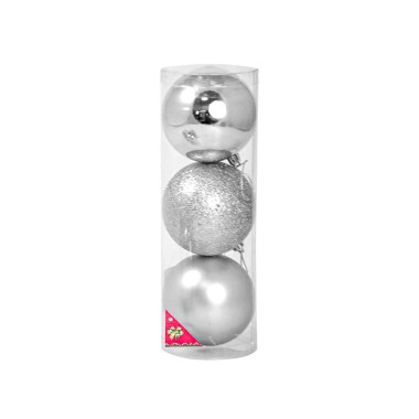 Bola Natal Prateada 7CM Pack 3