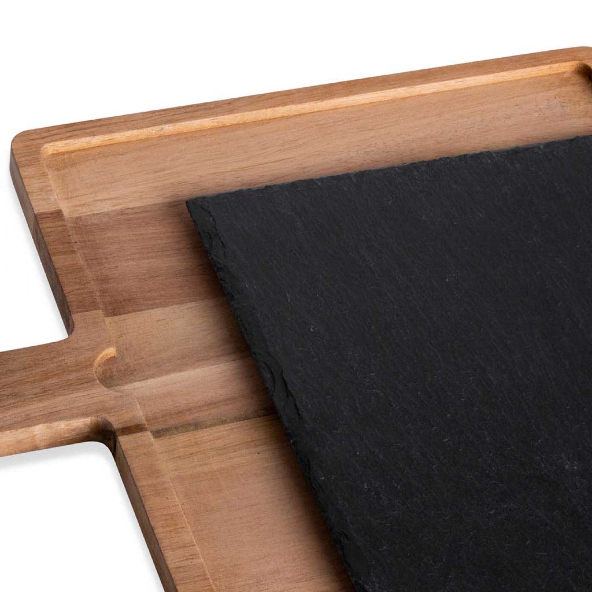Suporte Acácia + Base Ardósia Soft-Africa Preto 40X27X1.5cm