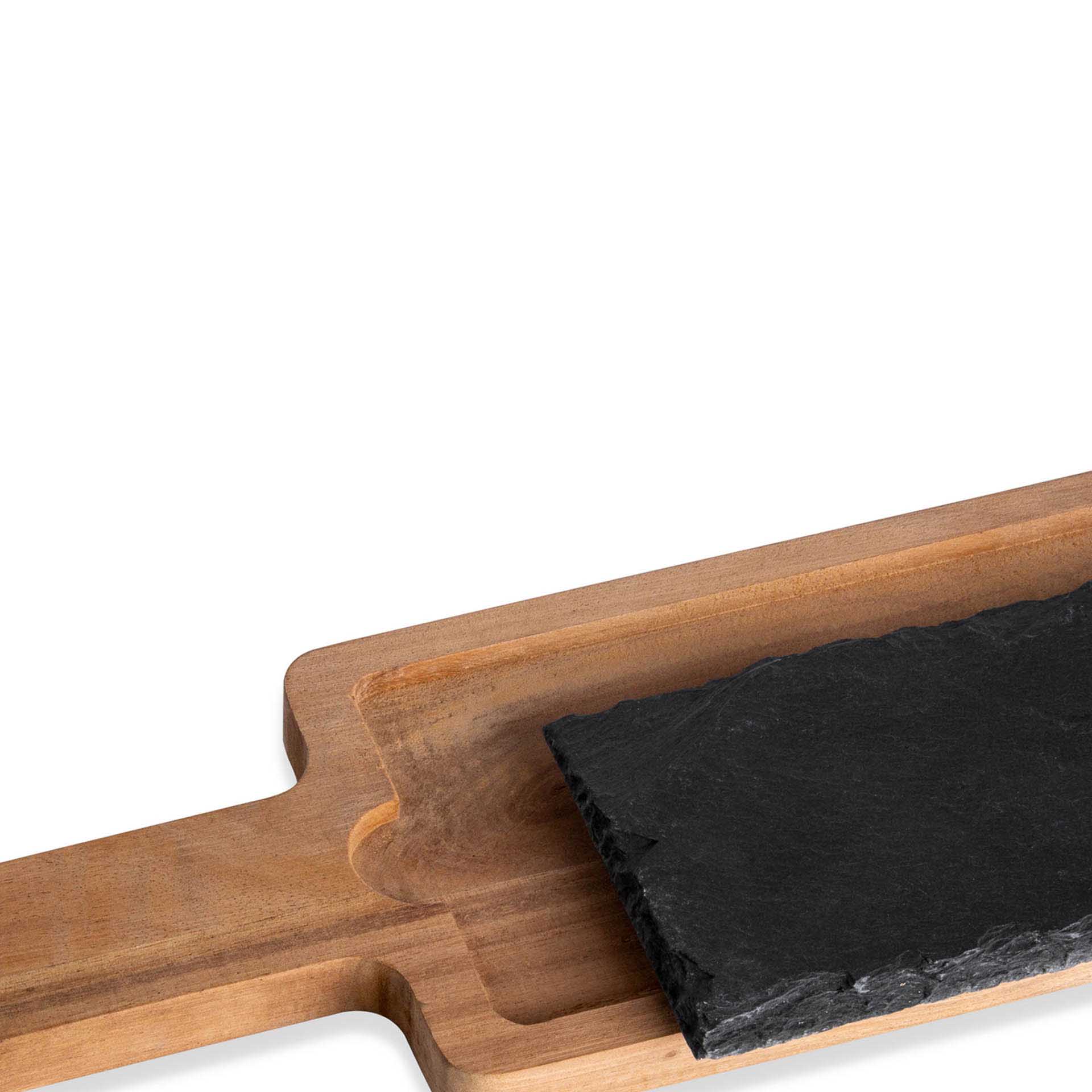 Suporte Acácia + Base Ardósia Soft-Africa Preto 45X10.5X1.5cm