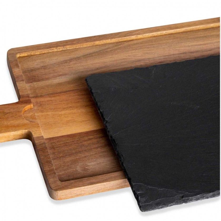 Suporte Acácia + Base Ardósia Soft-Africa Preto 51X20.5X1.5cm Suporte Acácia + Base Ardósia Soft-Africa Preto 51X20.5X1.5cm