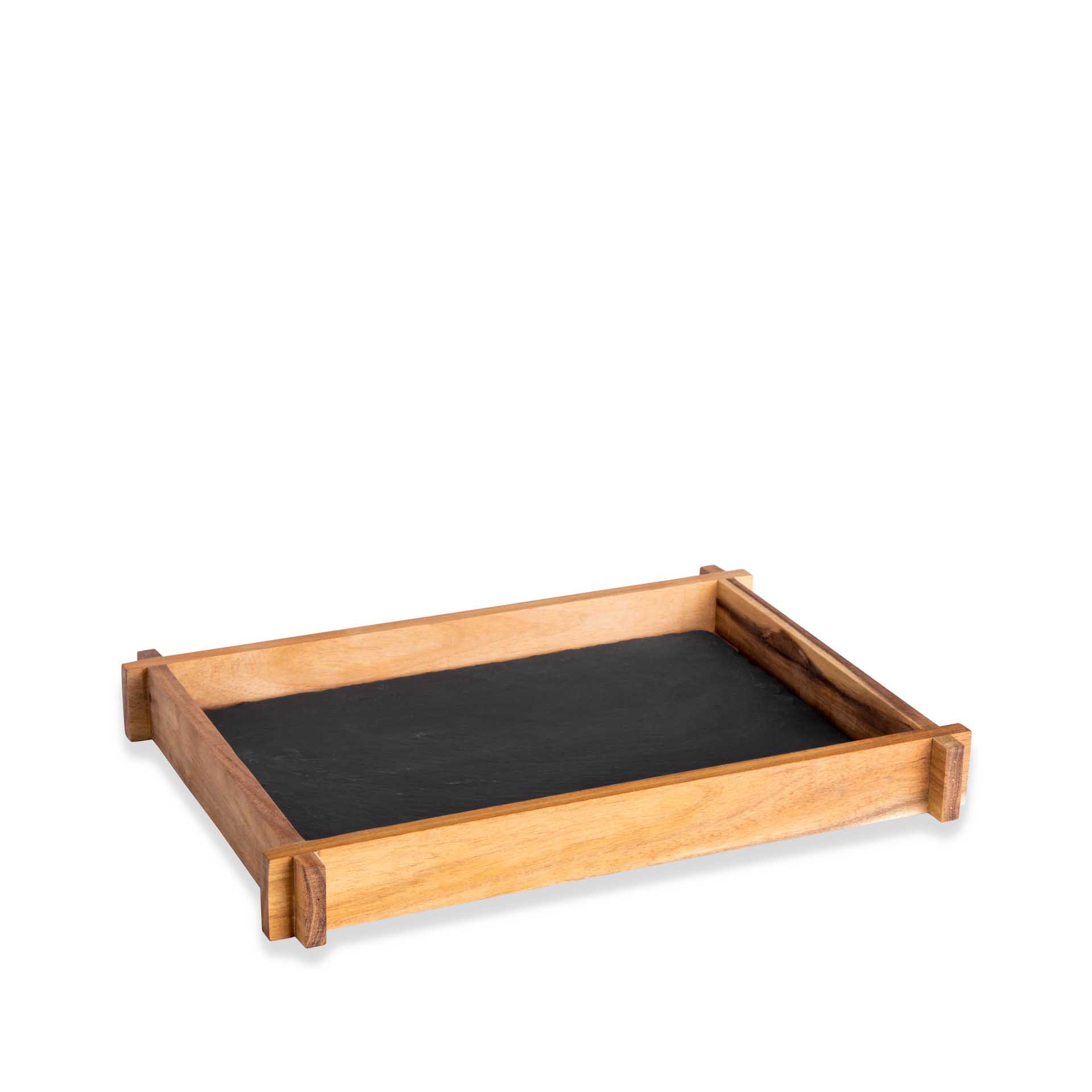 Suporte Acácia + Base Ardósia Soft-Africa Preto 35X25X4cm
