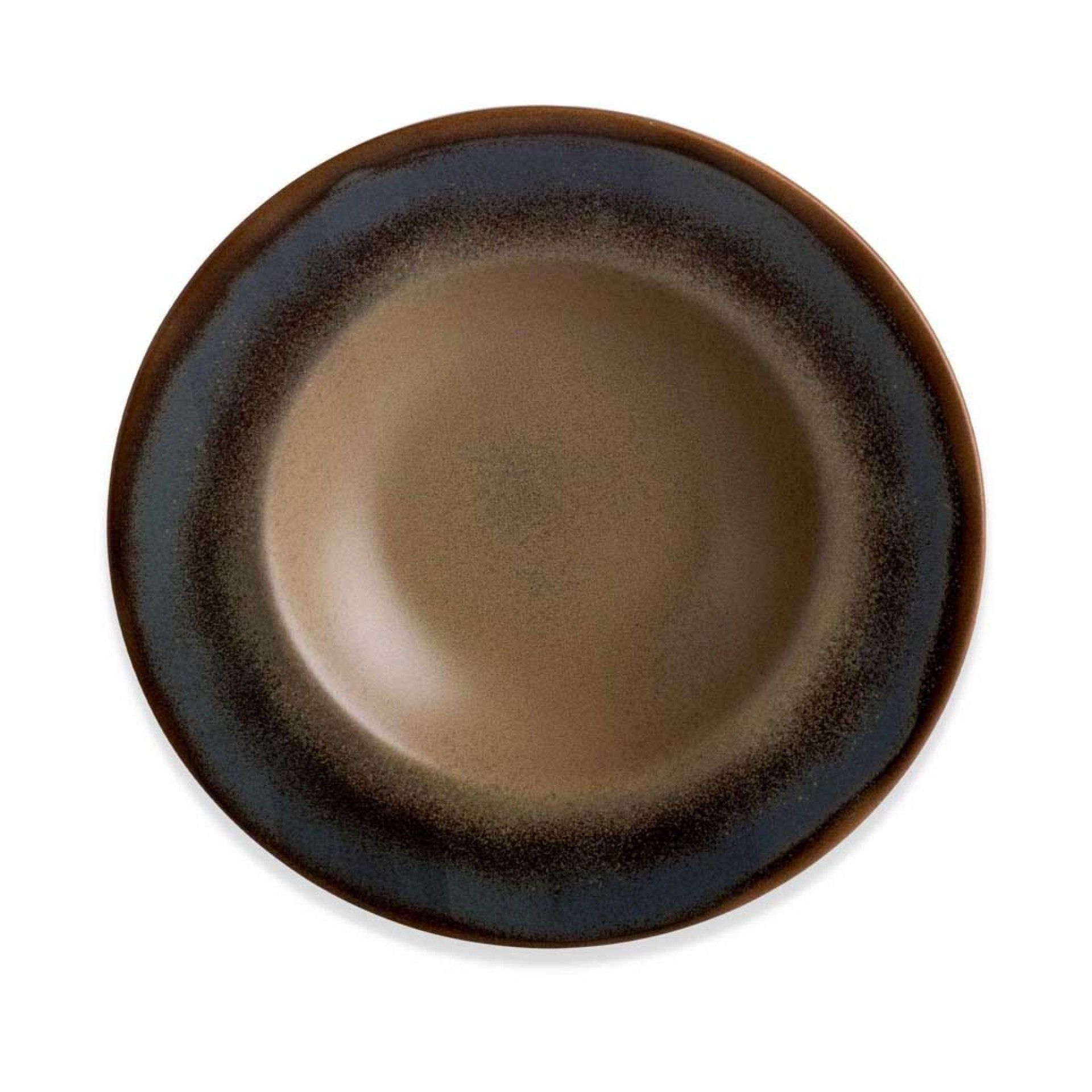 Prato Porcelana Lava Pasta Castanho 28X6cm