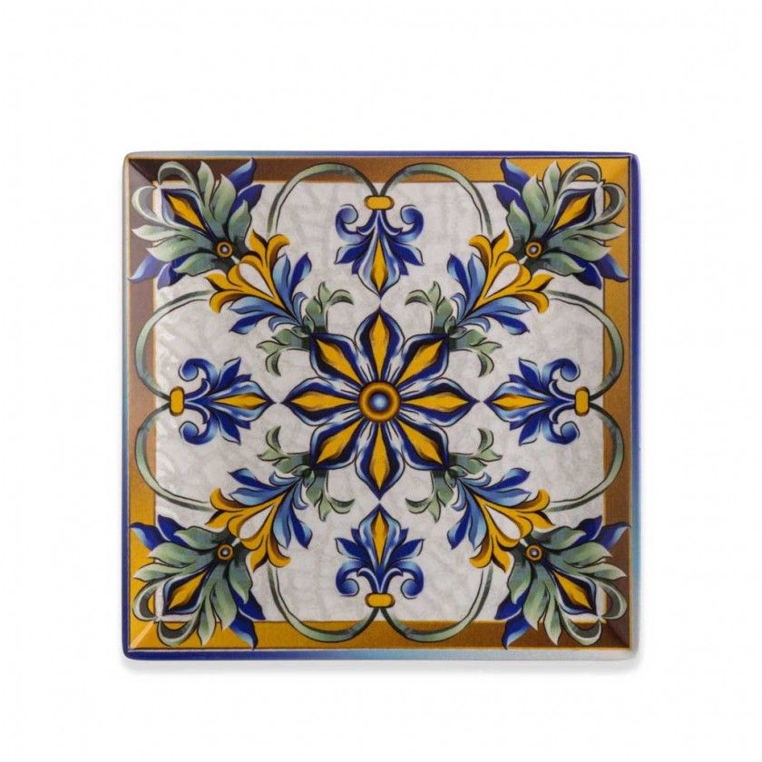 Prato Bizancio Porcelana Multicor 24X24X2cm Prato Bizancio Porcelana Multicor 24X24X2cm