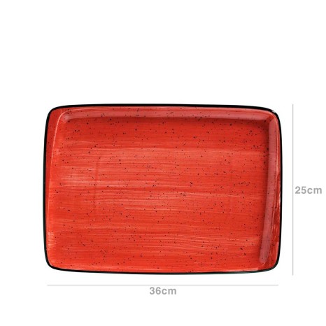Bandeja Porcelana Passion Retangular Vermelho 36X25cm - Image product