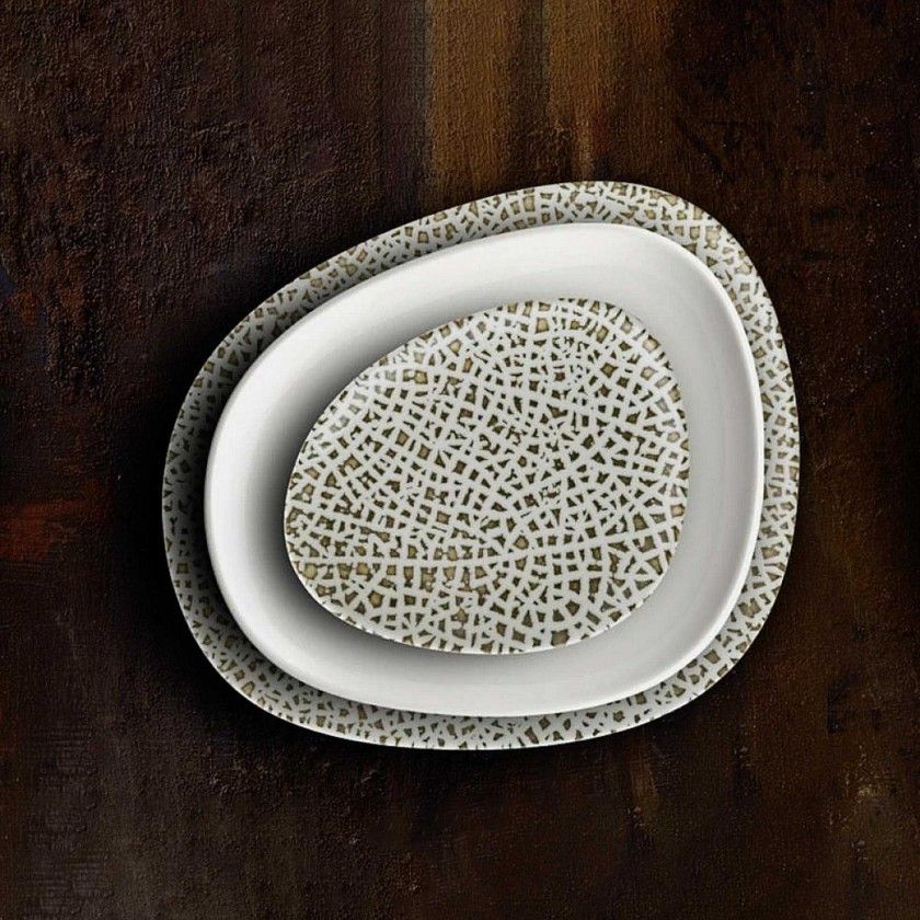 Bandeja Porcelana Taipan Retangular Multicor 23X16cm