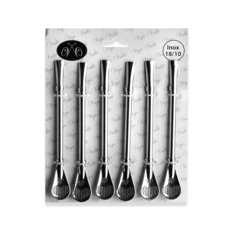 Palhinha com Colher Inox Bartender 23cm Pack 6 - Image product