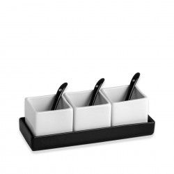 Base com 3 Taas + Colher Porcelana Ming Branco 5X5X4cm