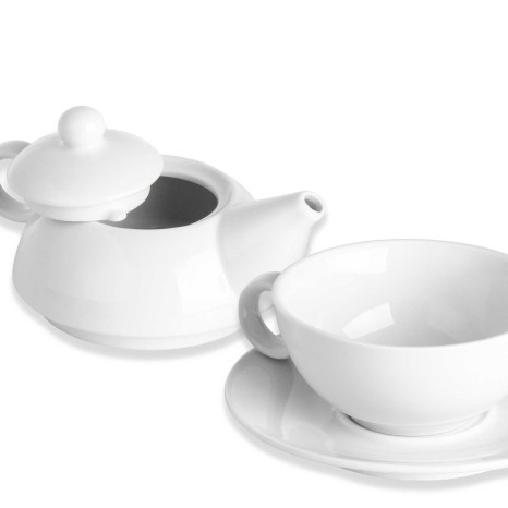 Bule Porcelana + Chávena com Prato Branco 25cl 16X11.2X11.5cm - Image product