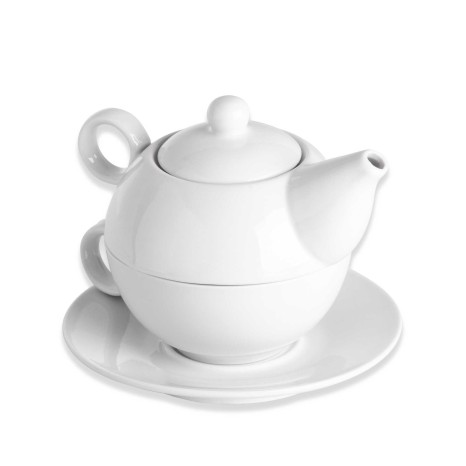 Bule Porcelana + Chávena com Prato Branco 25cl 16X11.2X11.5cm - Image product