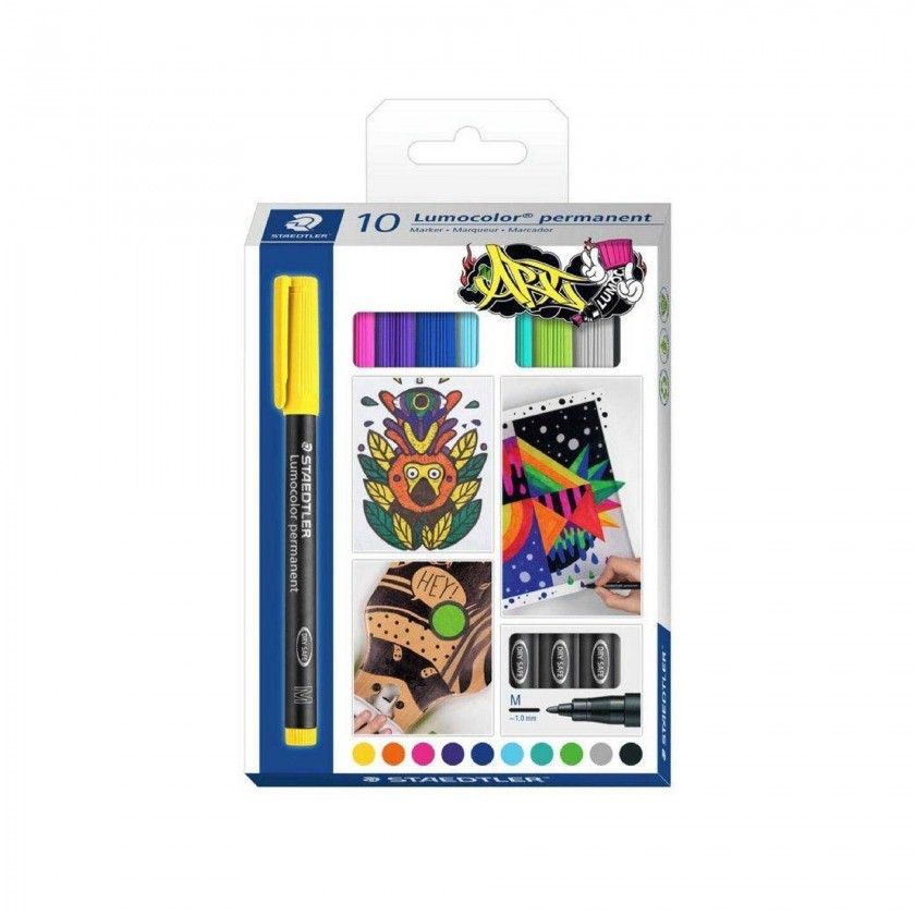 Marcador Permanente Staedtler 10 Cores 1MM Marcador Permanente Staedtler 10 Cores 1MM