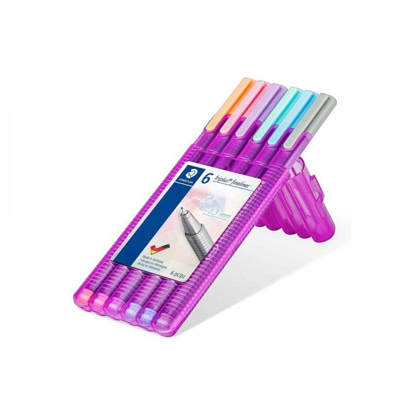 CANETA PONTA FINA STAEDTLER 0.3MM 334 6 CORES PASTEL SB6PA
