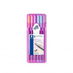 CANETA PONTA FINA STAEDTLER 0.3MM 334 6 CORES PASTEL SB6PA