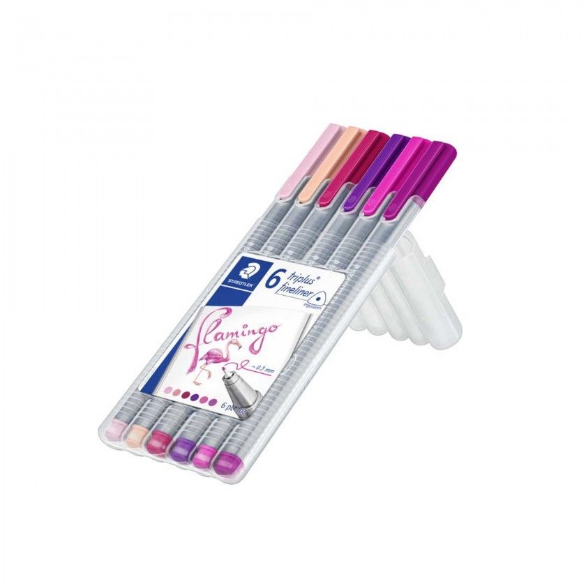 Caneta Ponta Fina Staedtler 6 Cores Flamingo 0.3mm Caneta Ponta Fina Staedtler 6 Cores Flamingo 0.3mm