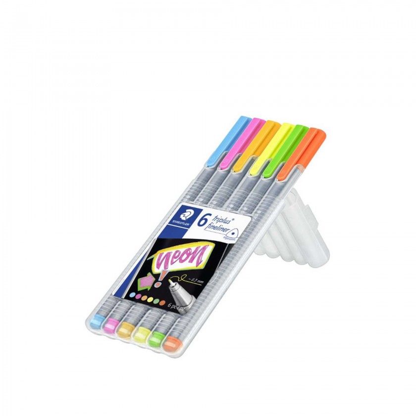 Caneta Ponta Fina Staedtler 6 Cores Neon 0.3mm Caneta Ponta Fina Staedtler 6 Cores Neon 0.3mm