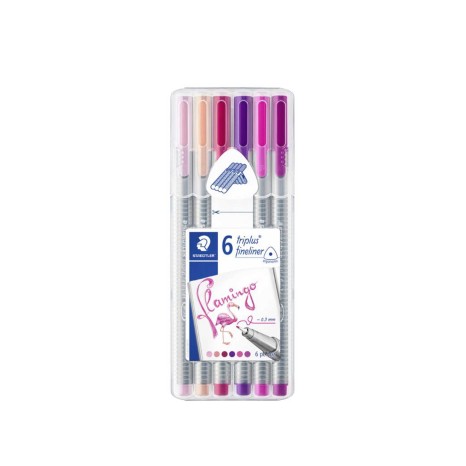 Caneta Ponta Fina Staedtler 6 Cores Flamingo 0.3mm - Image product
