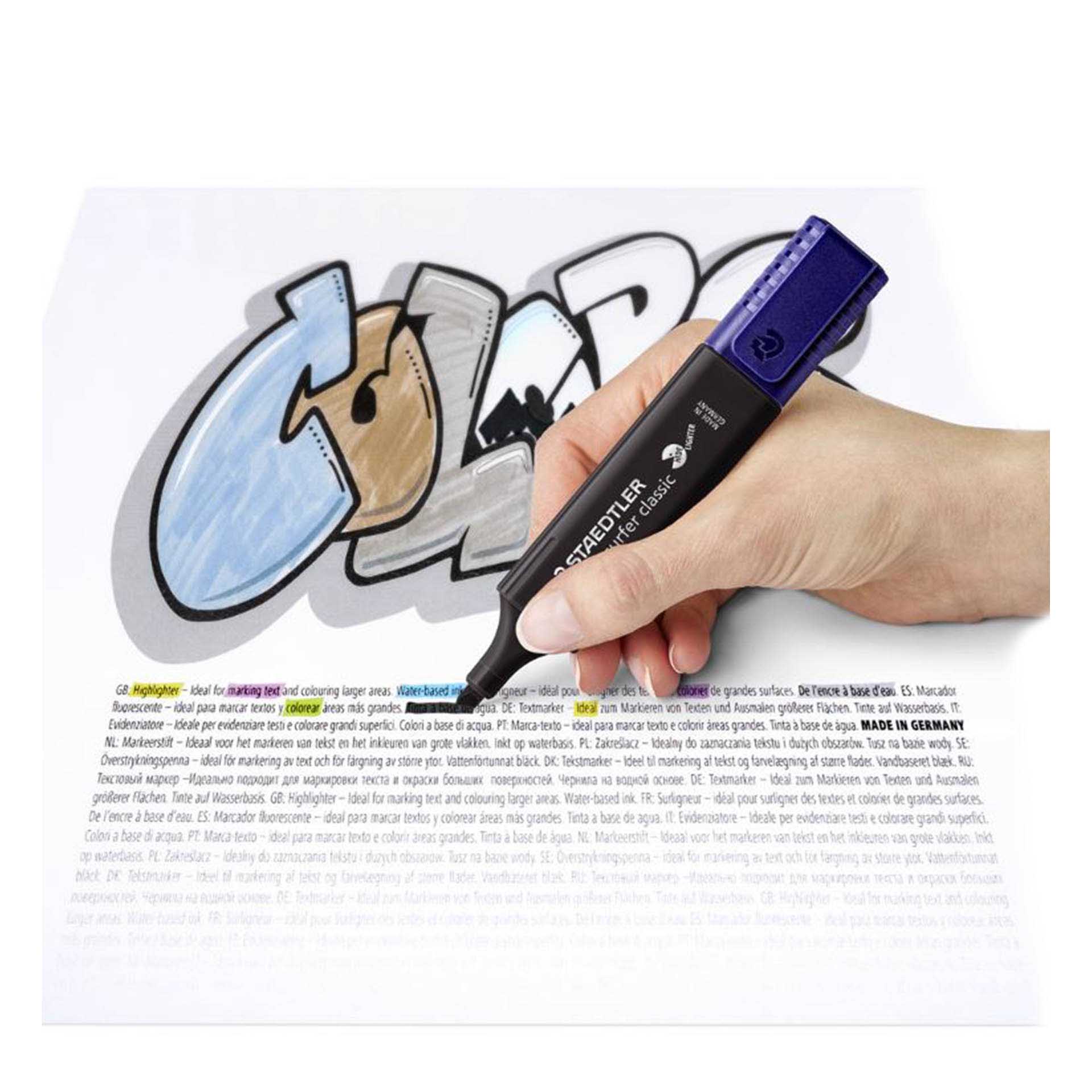 Marcador Staedtler Fluo Textsurfer Pastel Preto
