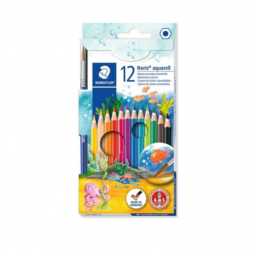 L�pis Cor Staedtler Aquarela 12 Cores + Pincel