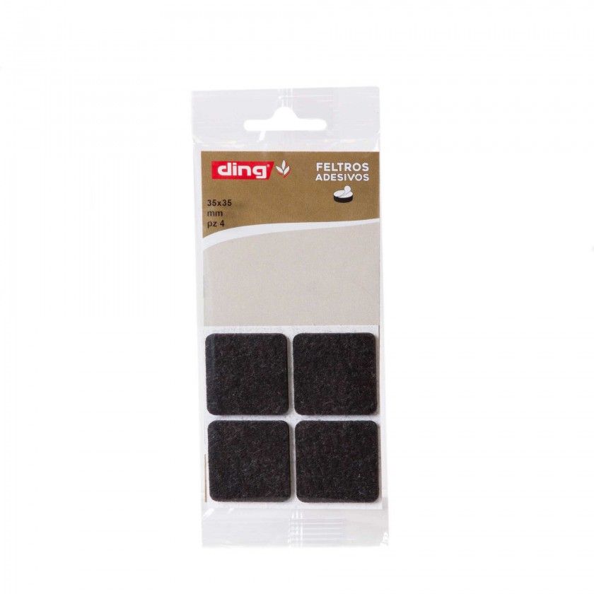Feltro Adesivo Quadrado 35X35X2.5mm Pack 4