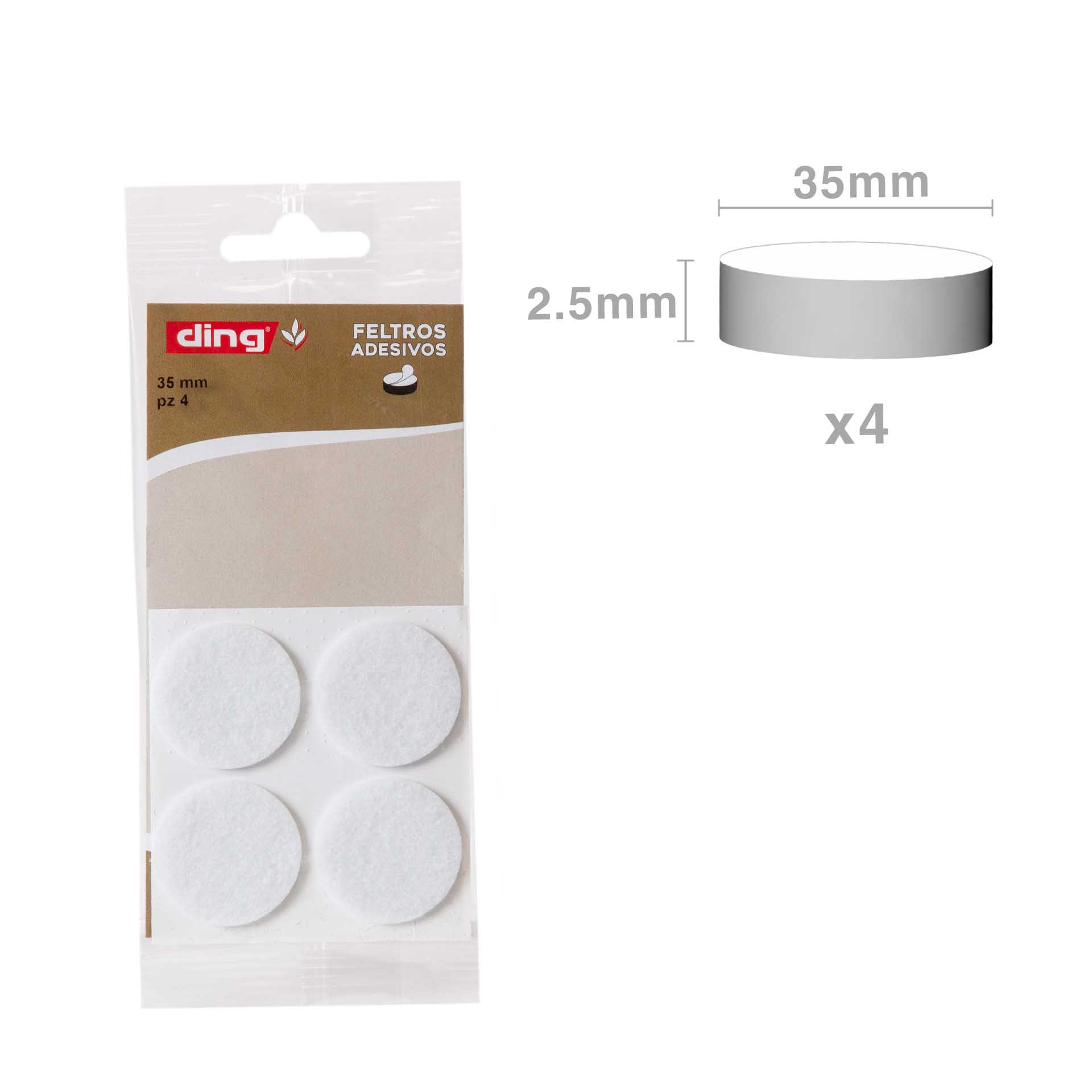 Feltro Adesivo Redondo 35X2.5mm Pack 4