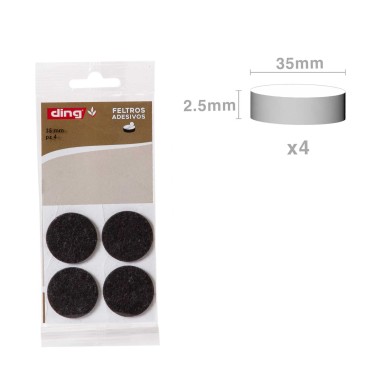 Feltro Adesivo Redondo 35X2.5mm Pack 4