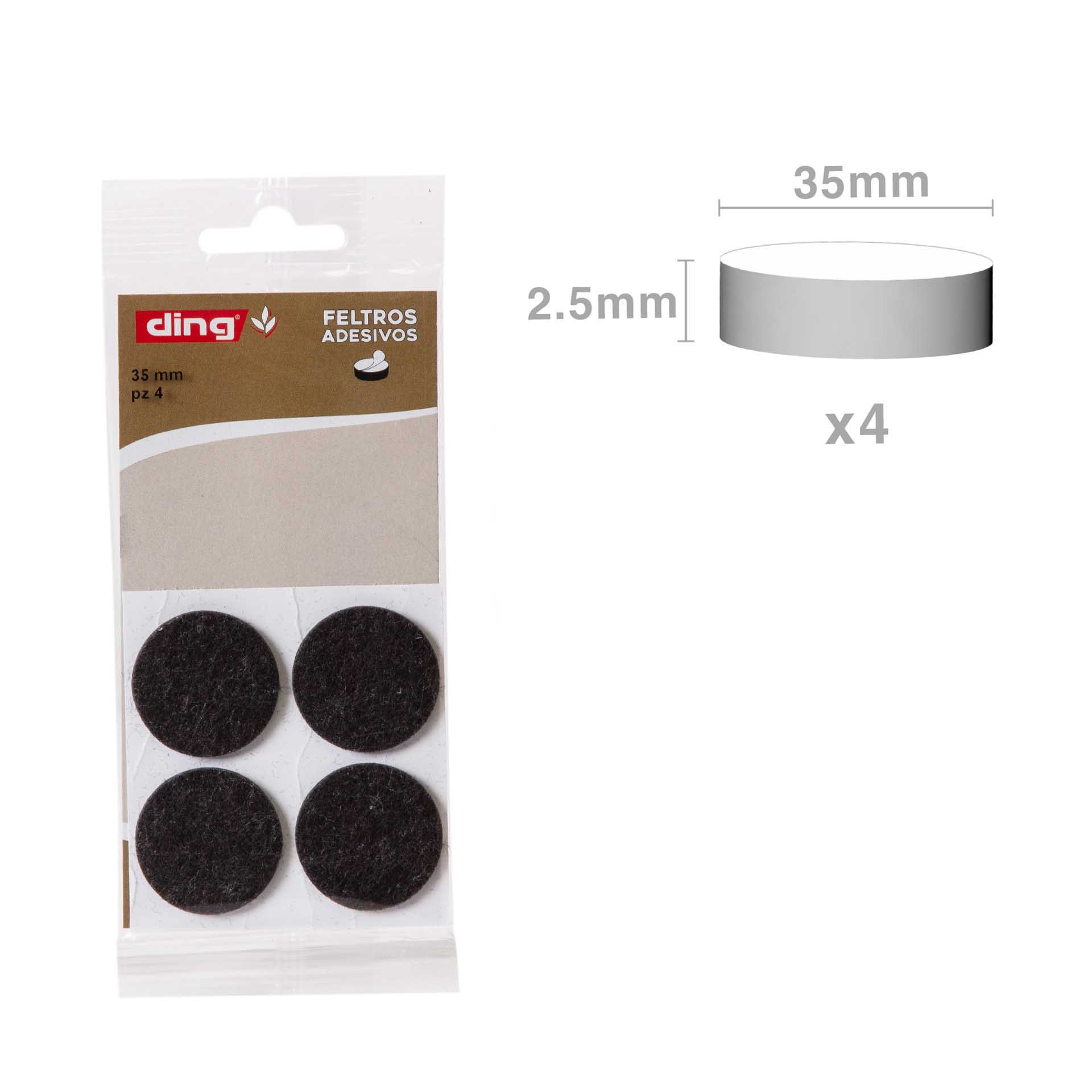 Feltro Adesivo Redondo 35X2.5mm Pack 4