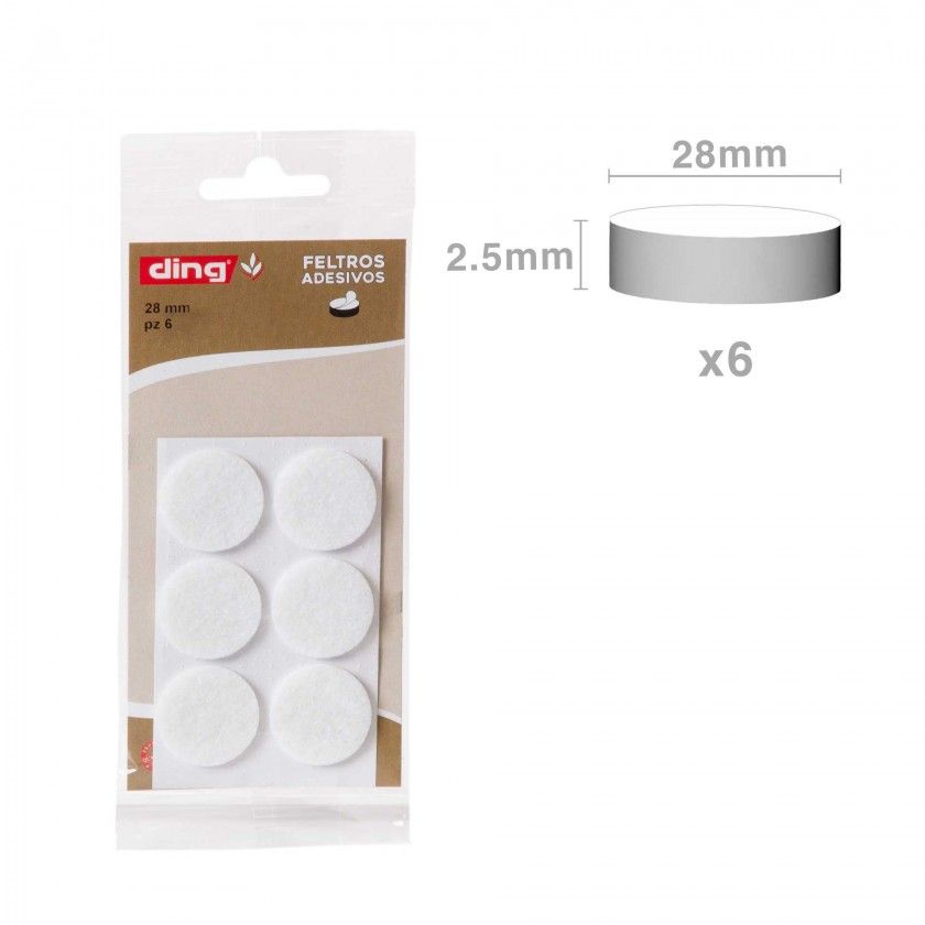 Feltro Adesivo Redondo 28X2.5mm Pack 6 Feltro Adesivo Redondo 28X2.5mm Pack 6