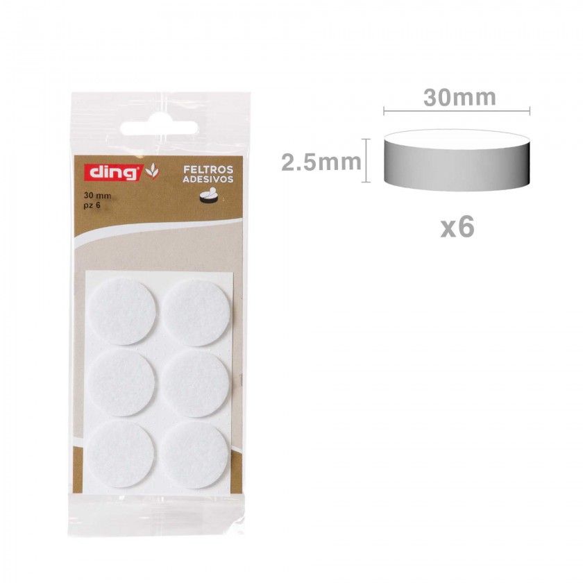 Feltro Adesivo Redondo 30X2.5mm Pack 6 Feltro Adesivo Redondo 30X2.5mm Pack 6