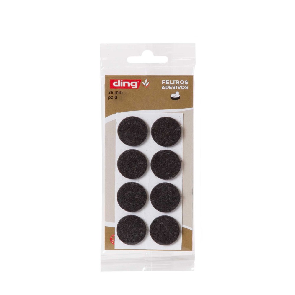 Feltro Adesivo Redondo 26X2.5mm Pack 8