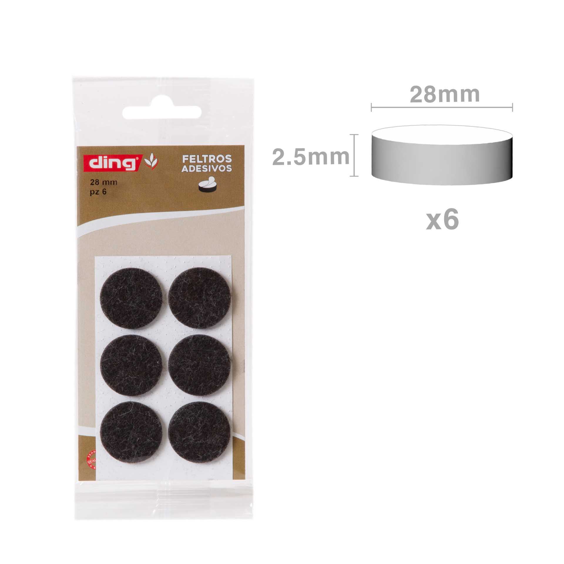 Feltro Adesivo Redondo 28X2.5mm Pack 6