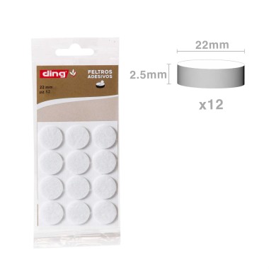 Feltro Adesivo Redondo 22X2.5mm Pack 12