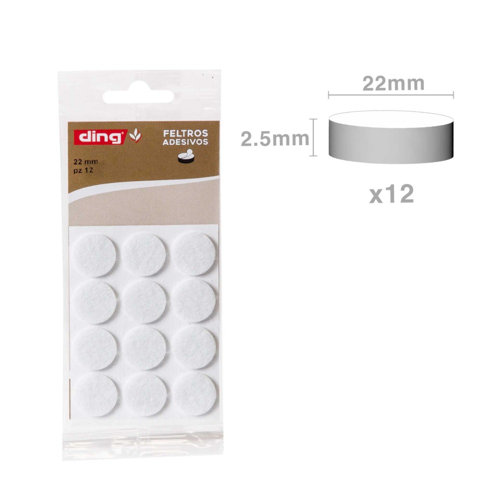 Feltro Adesivo Redondo 22X2.5mm Pack 12