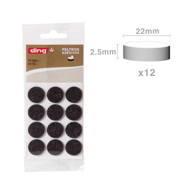 Feltro Adesivo Redondo 22X2.5mm Pack 12