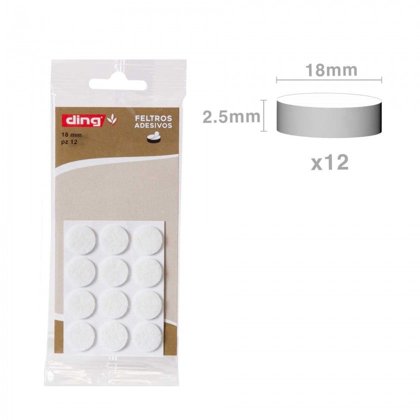 Feltro Adesivo Redondo 18X2.5mm Pack 12