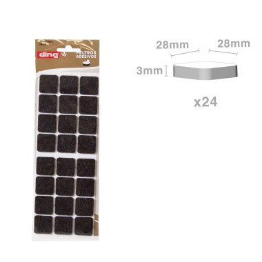 Feltro Adesivo Quadrado 28X28X3mm Pack 24