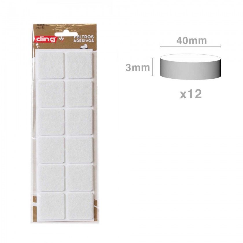 Feltro Adesivo Quadrado 40X40X3mm Pack 12 Feltro Adesivo Quadrado 40X40X3mm Pack 12