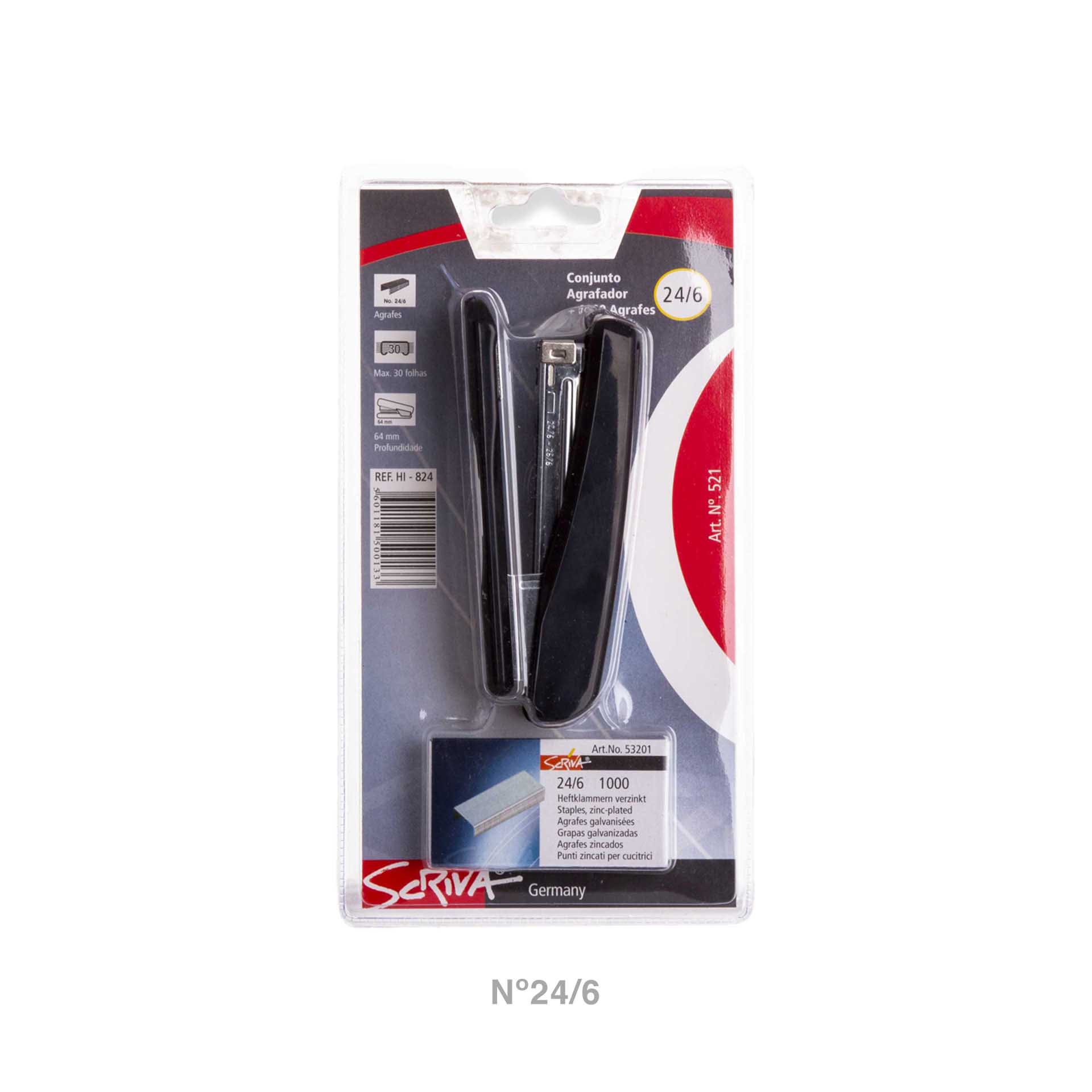 Agrafador + Caixa Agrafos 24/6 Scriva