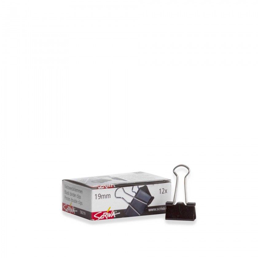Caixa 12 Molas Plstico/Inox Scriva Para Papis Preto N.1 19mm