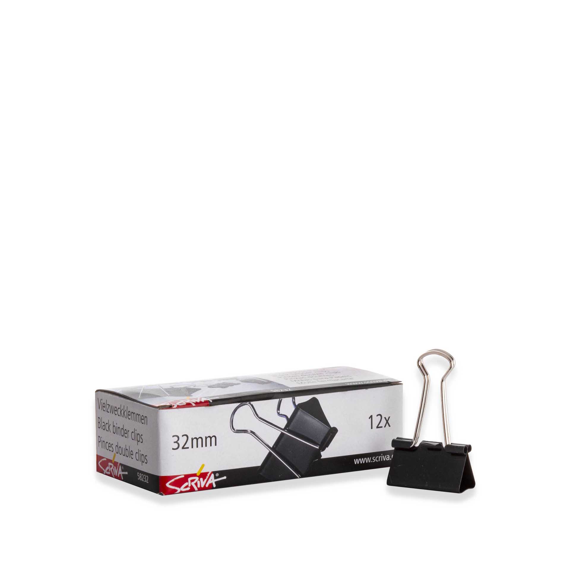 Caixa 12 Molas Plástico/Inox Scriva Para Papéis Preto N.3 32mm