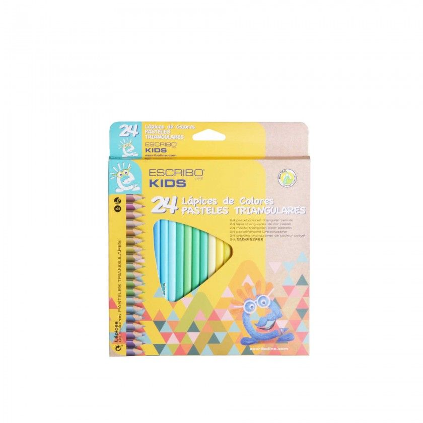 Lápis Cor Triangular 24 Cores Pastel Lápis Cor Triangular 24 Cores Pastel
