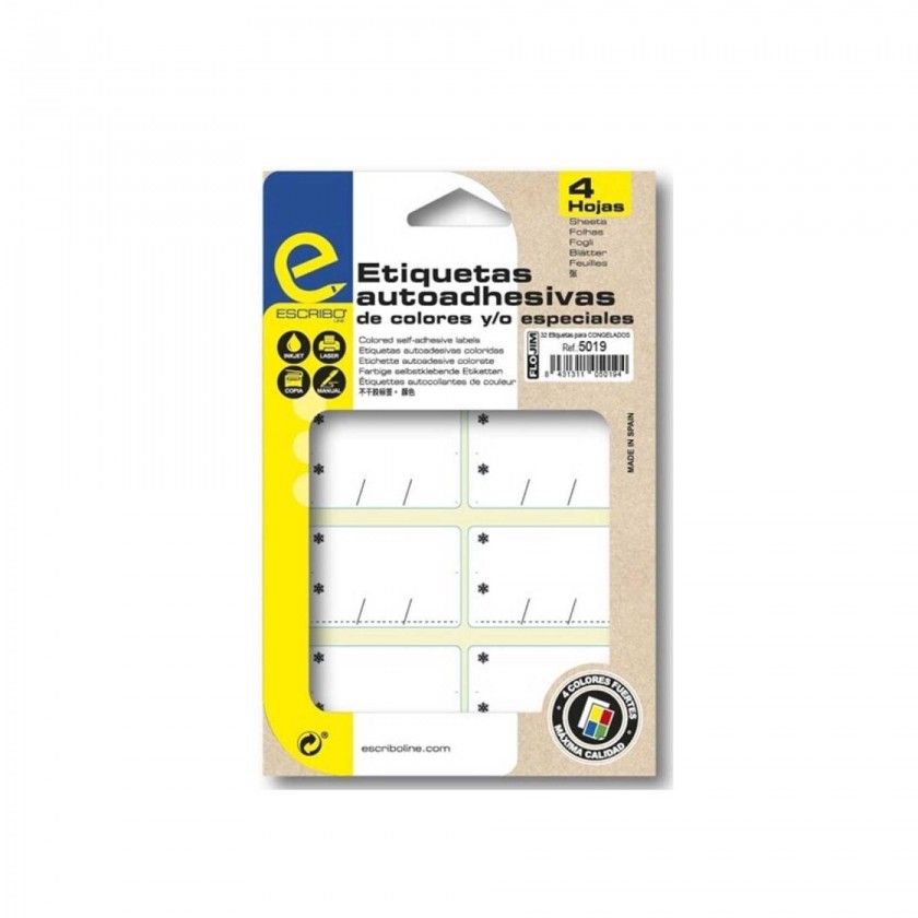 Etiqueta Adesiva Congelados Branco 53X34mm Pack 32